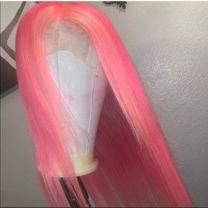 Hot pink closure wig 100% Human hair